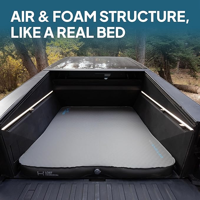 LOSTHORIZON Air& Foam Camping Mattress for CyberTruck, Self Inflating Sleeping Pad with Air Pump, R-Value 13, 4 Seasons Use