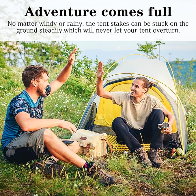 12 Pack Tent Stakes Heavy Duty, Metal Black Camping Stakes, Steel Tent Spikes, Canopy Stakes, Tent Pegs for Car Camping, Yard Decoration, Tarp, Shade Tent, Picnic