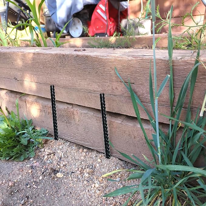 16 Inch Ground Rebar Stakes Heavy Duty Steel Ground Anchors for Outdoor, Straight Metal Stakes with Chisel Point end, Black Powder Coated (16)