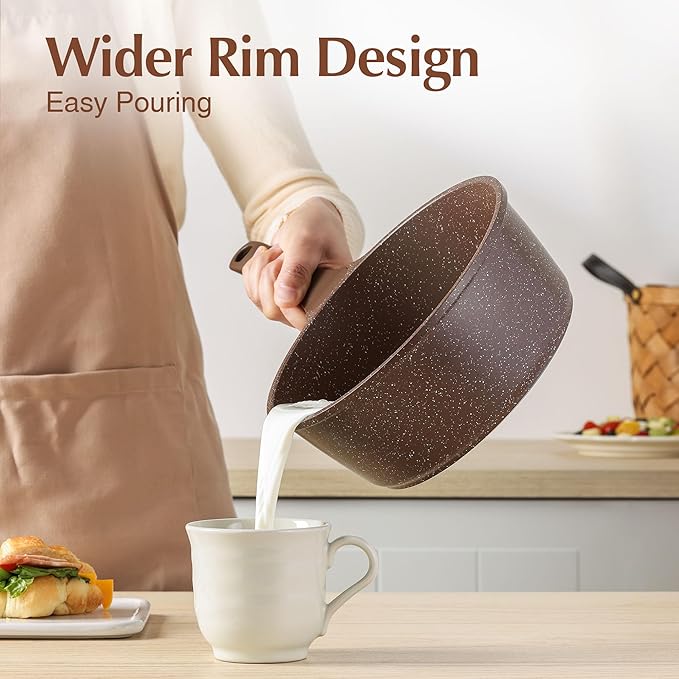 SENSARTE Saucepan Nonstick with Lid 2.0 Quarts Granite Coating Sauce Pot Small Kitchen Cooking Pot, Induction Comptable, Free of Intentionally Added PFOA