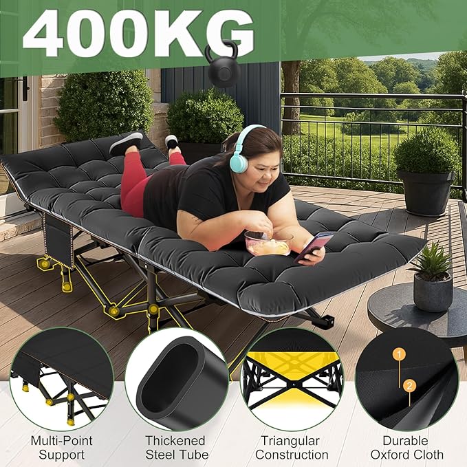 ABORON Camping Cot for Adults, Folding Sleeping Cot with Mattress, 500 lb Capacity Heavy Duty Outdoor Folding Sleeping Bed, Portable Cot Bed for Camping, Indoor Guest Use, Home & Travel