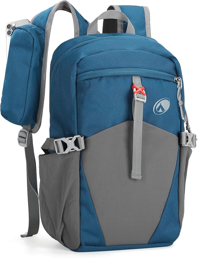12L Hiking Backpack with Padded Straps for Kids, Waterproof Small Hiking Backpack with Chest Strap for Men, Mini Lightweight Kid Travel Backpacks Day Pack with Phone Pocket, Blue