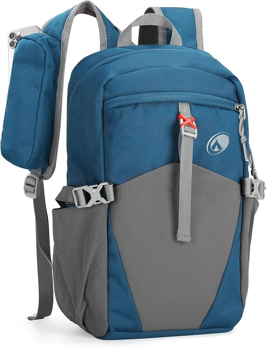 12L Hiking Backpack with Padded Straps for Kids, Waterproof Small Hiking Backpack with Chest Strap for Men, Mini Lightweight Kid Travel Backpacks Day Pack with Phone Pocket, Blue