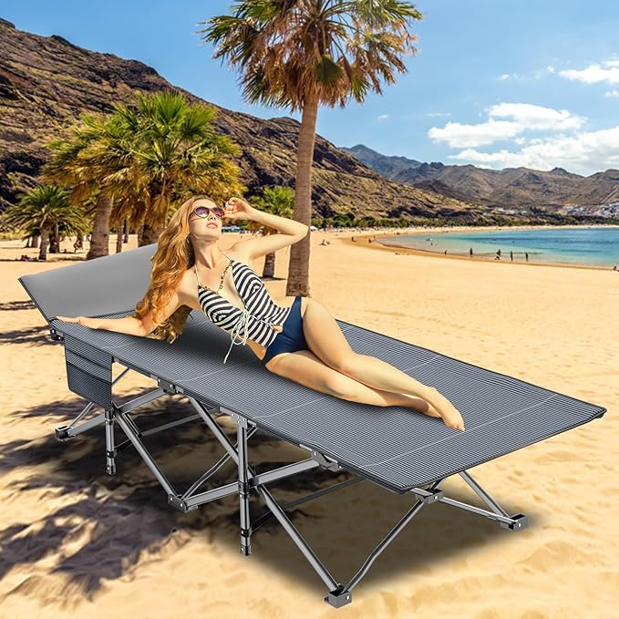 ABORON Camping Cot for Adults, Folding Sleeping Cot with Mattress, 500 lb Capacity Heavy Duty Outdoor Folding Sleeping Bed, Portable Cot Bed for Camping, Indoor Guest Use, Home & Travel