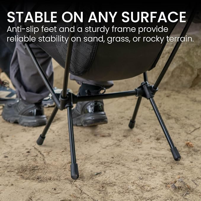 TSE LC100 Compact Camping Chair, 2lbs Super Lightweight Outdoor Folding Chair. Portable for Hiking, Beach, Festivals, Urban Use, or Garden Relaxation