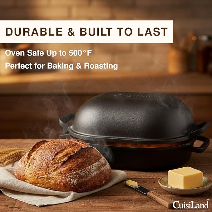 Cuisiland Large Heavy Duty Pre-seasoned Cast Iron Bread & Loaf Pan - A perfect way for baking