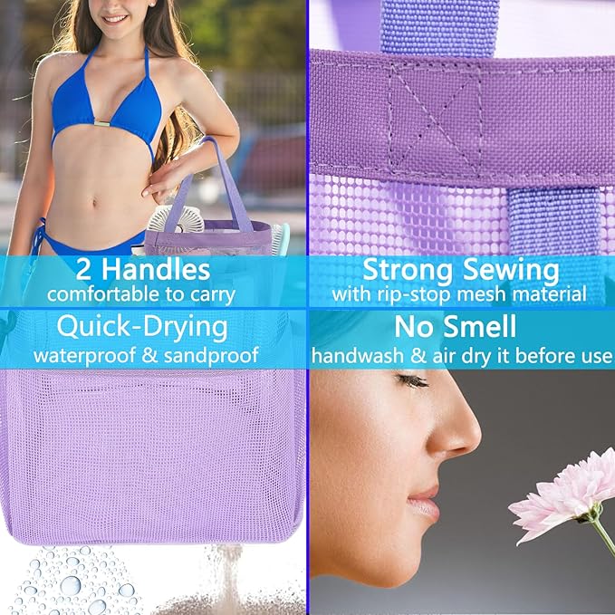 Mesh Shower Caddy Portable for College Dorm Room Essentials, 8-Pocket Large Shower Basket Tote Bag with 2 Handles for Toiletry, Bathroom, Beach, Camp, Gym