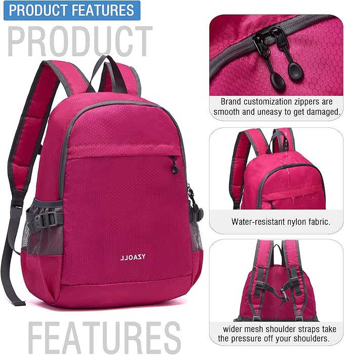 YZAOLL 20L Small Hiking Backpack Lightweight Day Packs, Packable Backpack for Women Men Travel Camping Vacation,Rose