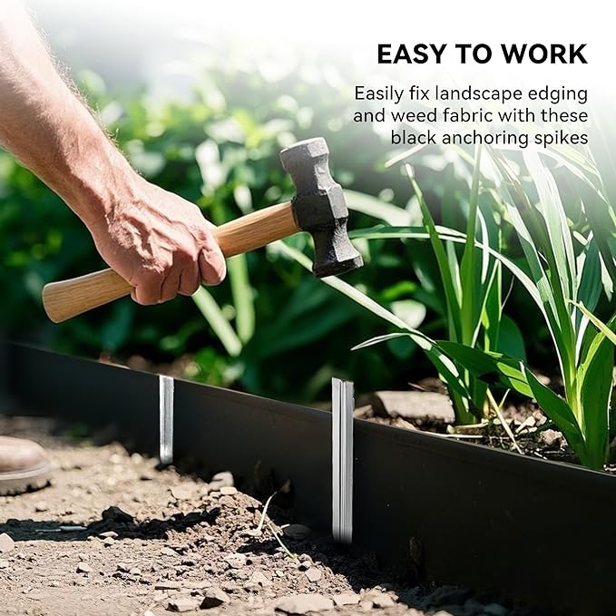 Worth Landscape Edging Stakes, 13Pcs 8Inch Corrugated Metal Garden Stakes Galvanized Steel Bender Board Anchoring Spikes, Silver