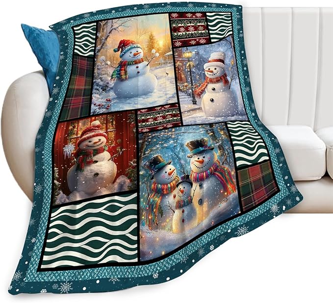 Snowmen Blanket Christmas Winter Snowmen Lover Throw Blankets Gifts for Girls Boys Kids Soft Cozy Fleece Plush for Couch Sofa Bed 50"x40"