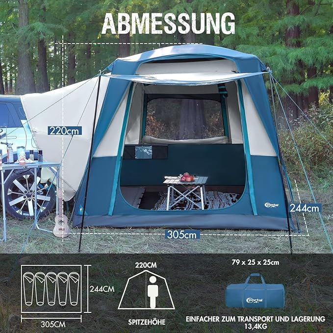 Portal 5-Person SUV Tent with Porch, 2-in-1 Car Camping Tent, Water-Resistant & Windproof, Trunk Tent for Travel & Outdoor Adventures