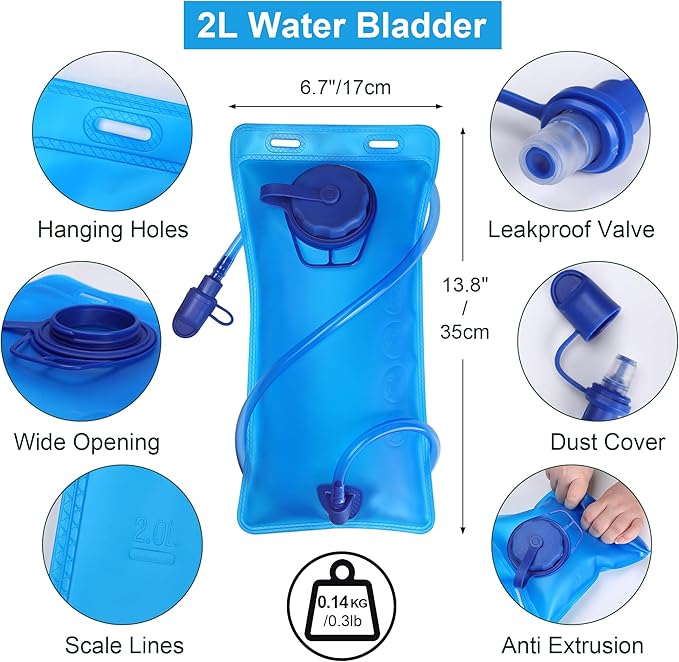 Lightweight Hydration Backpack with 2L Water Bladder for Men Women, Small Water Backpacks Running Vest for Hiking