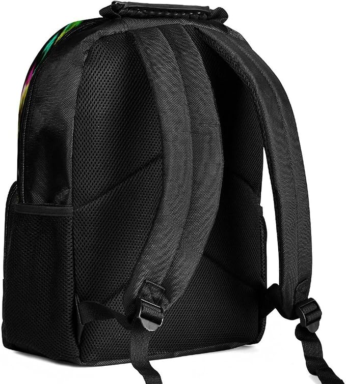 Polyester Daypack for Camping Travel Walking Cycling, Big Capacity Anti-Theft Multipurpose Bookbag, Wolf Colorful Fire Splashes Art Camping Outdoor Backpack