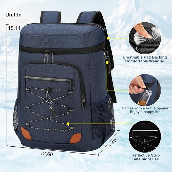 Backpack Cooler Insulated Leak Proof for Men Women 36 Cans Soft Cooler Backpack Insulated Waterproof Large Capacity Coolers Bag Portable for Lunch Camping Travel Picnic Hiking