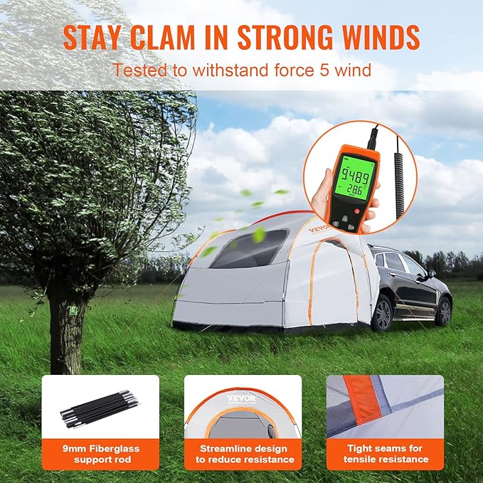 VEVOR SUV and Pickup Truck Camping Tents, Waterproof Double Layer Design with Carry Bag, Accommodates 2-9 Persons for Outdoor Activities