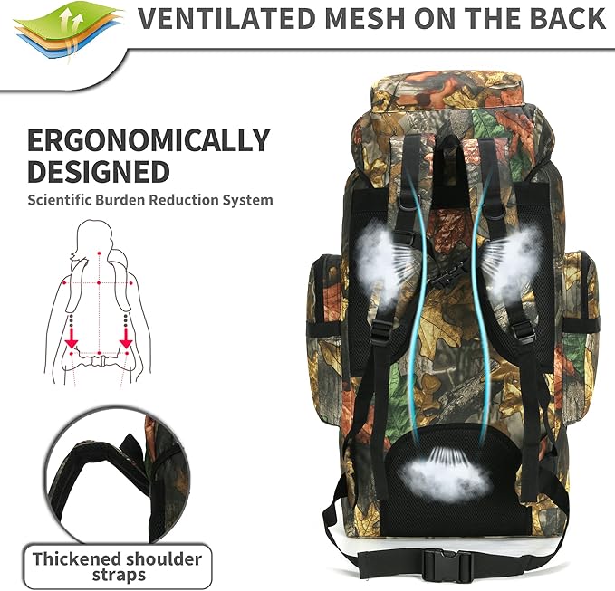 King'sGuard 70L Camping Hiking Backpack for Men Women Large Military Tactical Backpack Molle Rucksack Backpack for Outdoor