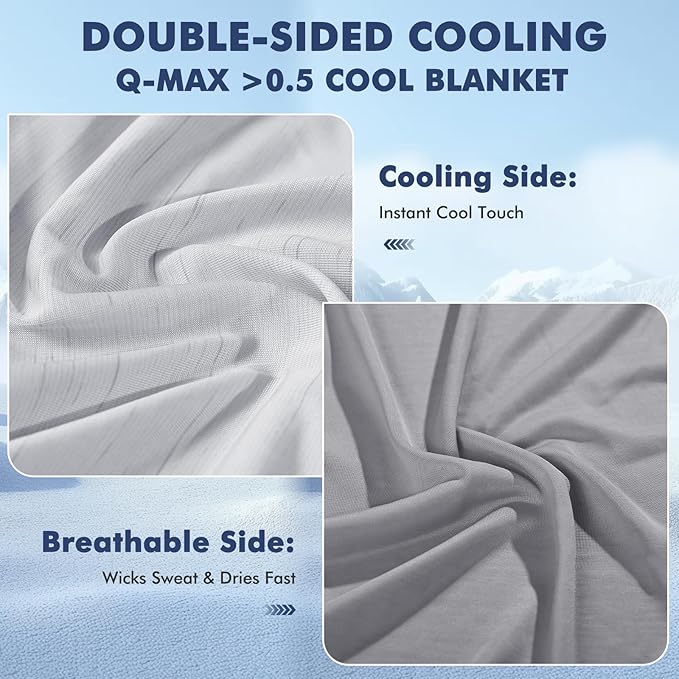 Elegear Cooling Blanket for Hot Sleepers, Double-Sided Arc-Chill® 3.0 Cooling Tech, Q-Max >0.5 Cool to Touch Cooling Blankets, Soft Breathable Summer Blanket for Night Sweats & Hot Flashes, King