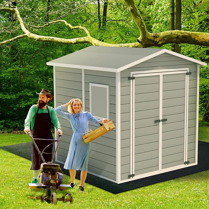 Haull Shed Floor Mat 8.2 x 8.2 ft Outdoor Waterproof Nonslip Durable Storage Sheds Protector Rug for Carport Patio Garage Garden Spring Summer Outdoor, Storage Shed Not Included