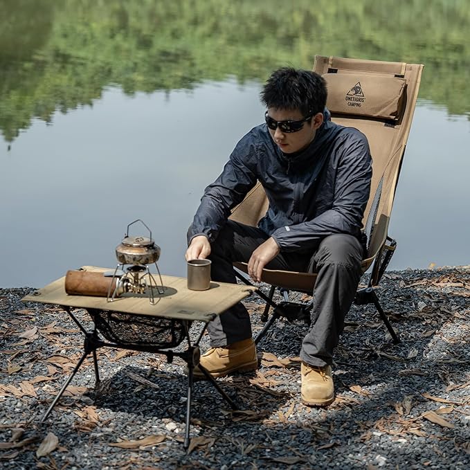 OneTigris Tigerblade High Back Camping Chair with Pillow Design, Comfortable Widened Seat Folding Chair
