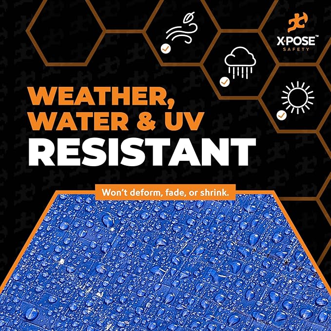 Xpose Safety 6’ x 8’ Heavy Blue/Brown Tarp - Waterproof - 7 Mil Weatherproof Camping Tarp for Tent, Rain, Wind & Sun - Plastic Tarpaulin Cover Outdoor for Roof, Trailer, RV, Car, Boat