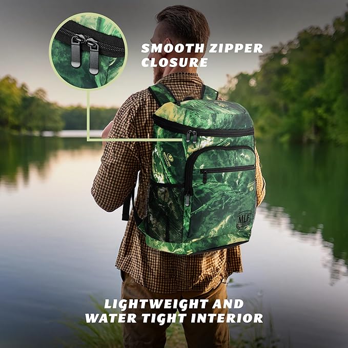 Mossy Oak MLF Fishing Cooler Backpack - Major League Insulated Leak Proof Beverage Coolers Bag