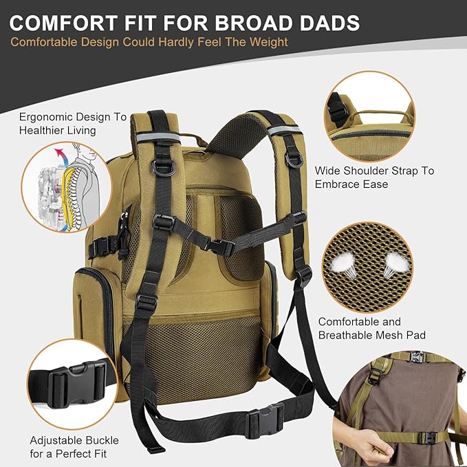 MIRACOL Baby Diaper Bag for Dad: Military-Grade 900D Polyester with 16+ Multiple Pockets for Active Dad - 40L XL Capacity for 1–3 Day Trips