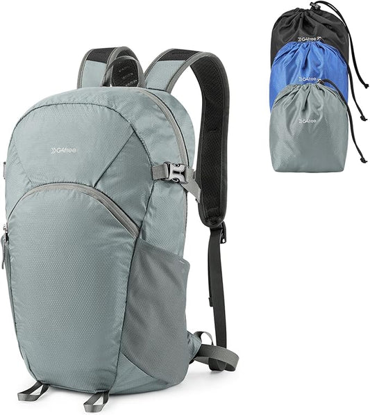 G4Free Hiking Backpack with Thickened Back Panel Packable 25L Lightweight Foldable Travel Daypack for Men Women(Grey)