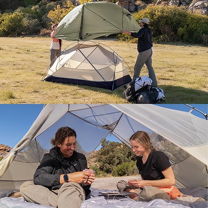 Naturehike Mongar Pro/Base Camping Tent, 1-3 Person Ultralight Backpacking Tent, PU3000mm, 20D Nylon 4 Season Waterproof, Mongar 2 Person UL Hiking Tent for Bike, Travel, Camp