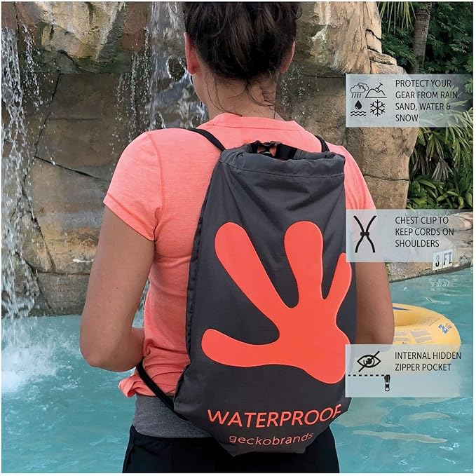 geckobrands Embark 10L Drawstring Backpack – Waterproof, Lightweight Dry Bag for Beach, Hiking, and Light Water Activities