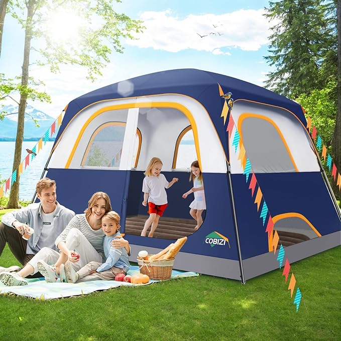 COBIZI 4-6-8-10 Person Camping Tent, Spacious Family Tents for Camping Ideal, Hiking, 3500mm Waterproof Double-Layer Windproof Tent for Hiking & Backpacking