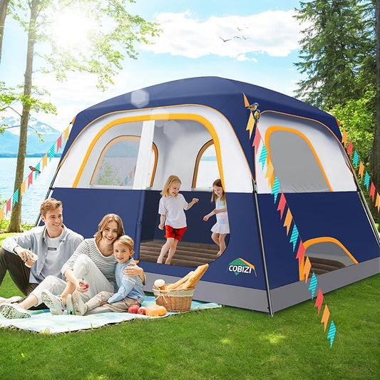 COBIZI 4-6-8-10 Person Camping Tent, Spacious Family Tents for Camping Ideal, Hiking, 3500mm Waterproof Double-Layer Windproof Tent for Hiking & Backpacking