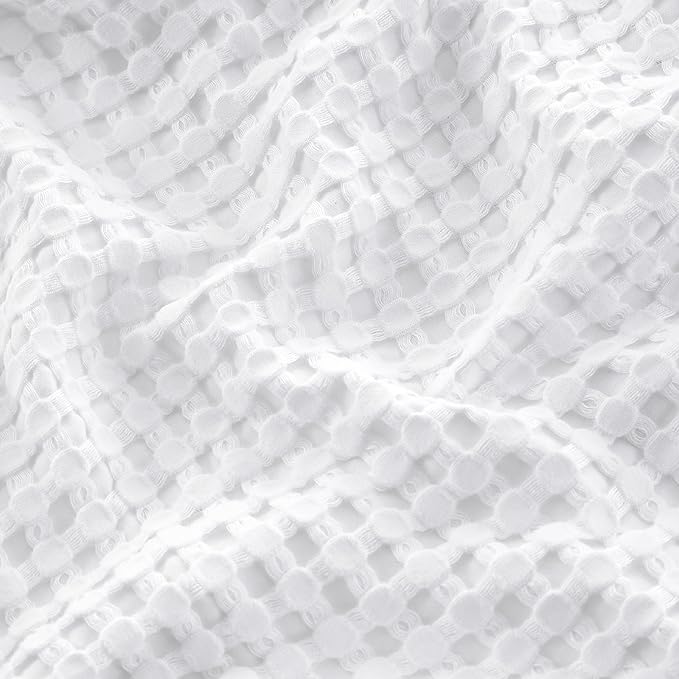 Bedsure Cooling Cotton Waffle Full Size Blanket - Lightweight Breathable Blanket of Rayon Derived from Bamboo for Hot Sleepers, Luxury Throws for Bed, Couch and Sofa, White, 80x90 Inches