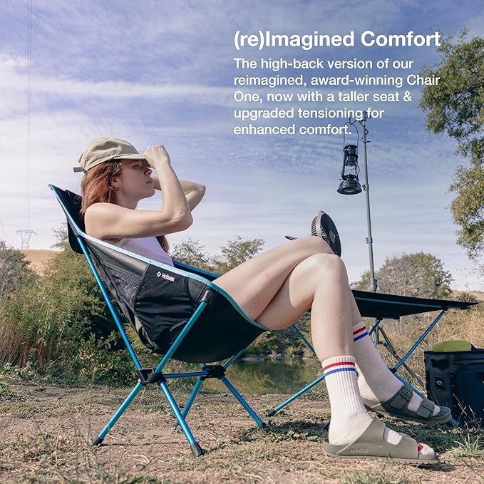 Helinox Chair One Highback (re) High-Performance Camping Chair,2.6lbs, Camping Chairs High Back, Packable, Portable Chair for Backpacking, Camping, Hiking, Travel, Black