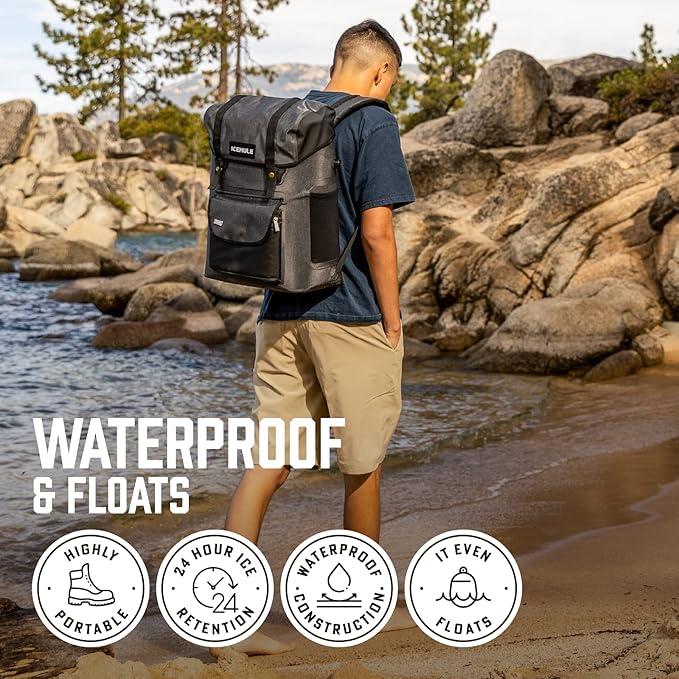ICEMULE Urbano Backpack Cooler – Padded Straps, 100% Waterproof, 24+ Hours Cooling, Soft Sided Cooler for Hiking, Camping & Picnics, 30 Liter, Fits 20 Cans + Ice, Snow Grey