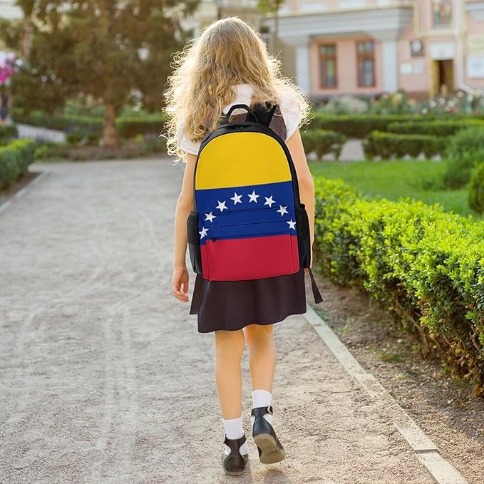 Backpack Multipurpose Anti-Theft Large Capacity Bookbag, Venezuela Flag Travel Hiking Daypack With Side Pockets