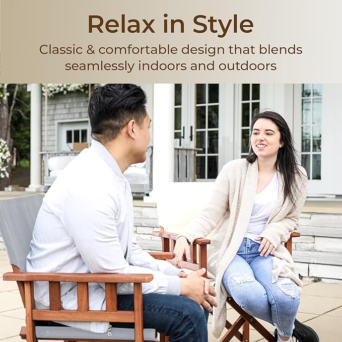 BYER OF MAINE Pangean Campaign Chair, Portable Hardwood Folding Chair with Heavy-Duty Canvas Seat Material. Ideal Patio, Deck & Camping Seat 20″D × 23″W × 36″H, 250 lbs Capacity, Granite