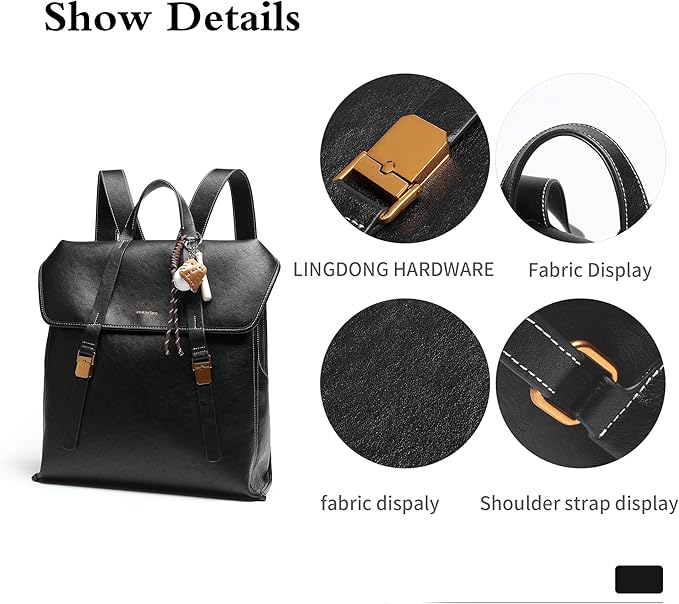 Large Backpack Purse for Women and Men Anti-theft PU Leather Fashion Designer Vintage Rucksack Travel Shoulder Bags Convertible Camping School Bussiness College 160A Black