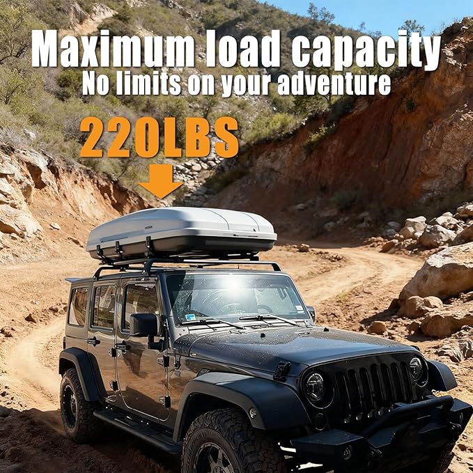 Zorik Heavy Duty Roof Rack Cross Bars for Jeep Wrangler JK JL & Gladiator JT 4-Door (2007-2025), 220LB Capacity Aluminum Cargo Carrier for Roof Top Tent, Kayak, Canoe, No-Drill Hard Top Installation