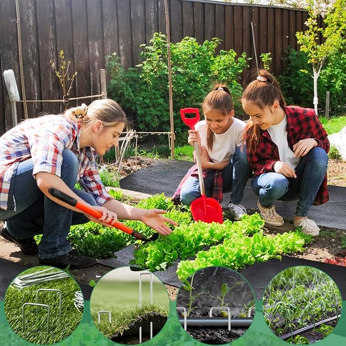 6 inches 50 Packs Galvanized Landscape Staples Garden Stakes,Toylin U-Shaped Tent Stakes, Landscape Staples Ground Stakes for Landscaping Securing Weed Barrier Fabric, Holding Fence