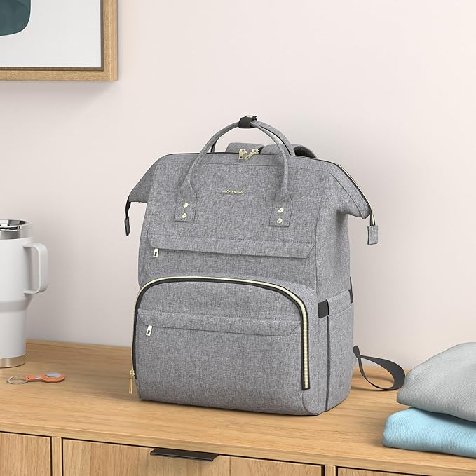LOVEVOOK Nurse Backpack Laptop Backpack for Women with Stethoscope Case & USB Charging Port Anti Theft Travel Backpacks Doctor Bag Fits 15.6 Inch Laptop and Notebook,Grey