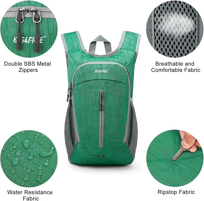 G4Free 10L Hiking Backpack Small Travel Hiking Daypack Lightweight Packable Backpack Casual Foldable Shoulder Bag