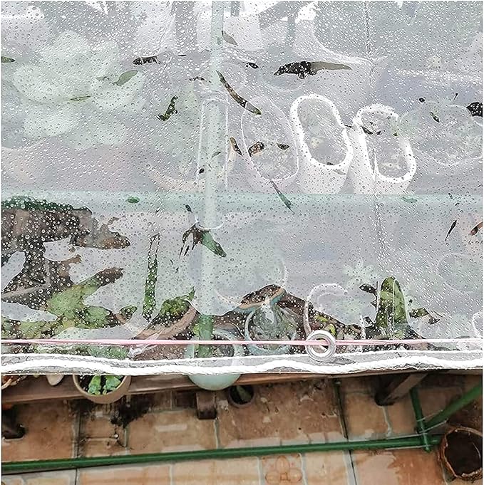 Clear Vinyl Tarp - 0.35mm Clear PVC Tarp, with Grommets and Tying Rope - Duty Heavy Tear Resistant Cover for Camping, Plants Greenhouse, Cars, Patio and Pavilion (4' x 6')