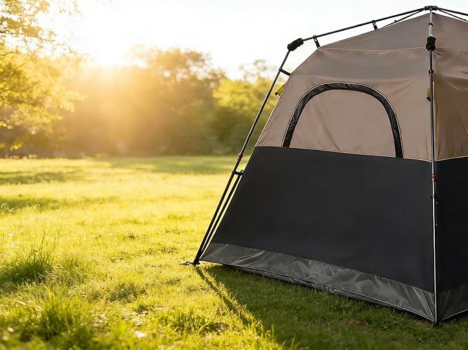 3/4 Person Camping Tent with 1 Door, 4 Windows, and Upgraded Ventilation– Instant Setup, Waterproof, 8'x 8'x 67''Oxford Fabric Floor Pop Up in 60 Seconds Includes Rainfly and Backpack