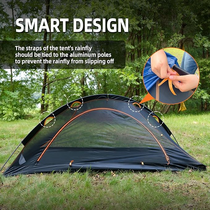 1 Person Backpacking Tent for Camping - Ultralight Waterproof Outdoor One Person Tent, Windproof Rainproof Compact Single Pole Shelter for Camping, Hiking, Hunting Travel by Underwood Aggregator