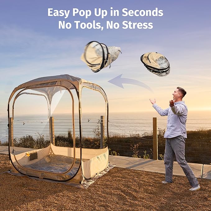East Oak Weather Sports Tent for Fishing, Sports Event | Pop Up Bubble Tent Instant Sun & Rain Shelter | No Condensation, Spacious Interior, Ultra Visibility | All Weather Protection