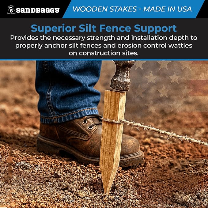 Sandbaggy 2 Ft Wood Stakes (1" X 3" X 24") - Made in The USA - 3" Extra Wide Stakes for Concrete Forms, Garden, Yard, Grading, Survey, Plants, Signs (Douglas Fir Wood, 100)