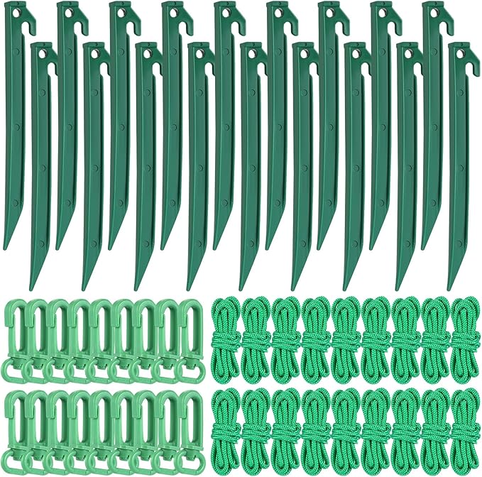 Yinkin 18 Sets Inflatable Stakes Replacement Yard Inflatable Plastic Stakes and Tethers for Halloween Lawn Tents Pegs Outdoor Camping Canopy