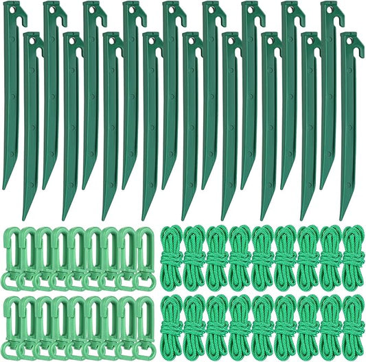 Yinkin 18 Sets Inflatable Stakes Replacement Yard Inflatable Plastic Stakes and Tethers for Halloween Lawn Tents Pegs Outdoor Camping Canopy