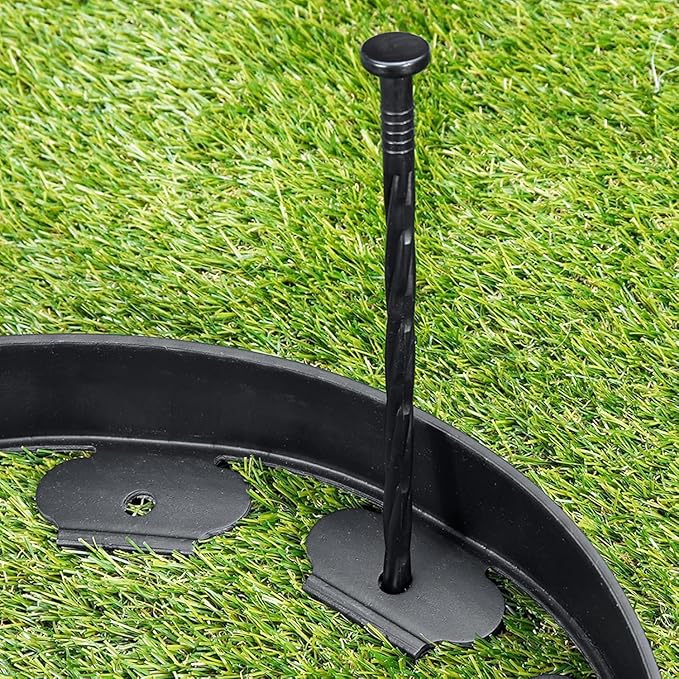 Landscape Edging Stakes, 120 Pcs 8" Plastic Garden Spikes, Spiral Nylon Anchoring Spikes for Paver Edging, Weed Barriers, Artificial Turf, Tent, Grass Pathway and More, Black