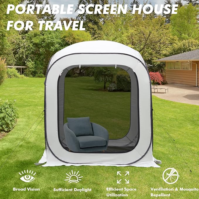 Pop-up Screen House Tent, Portable Screen Room for Outdoor, Pop up Gazebo with Mosquito Netting, Screened in Canopy for Camping for Outdoor Camping/Patio/Backyard (6 * 6ft)